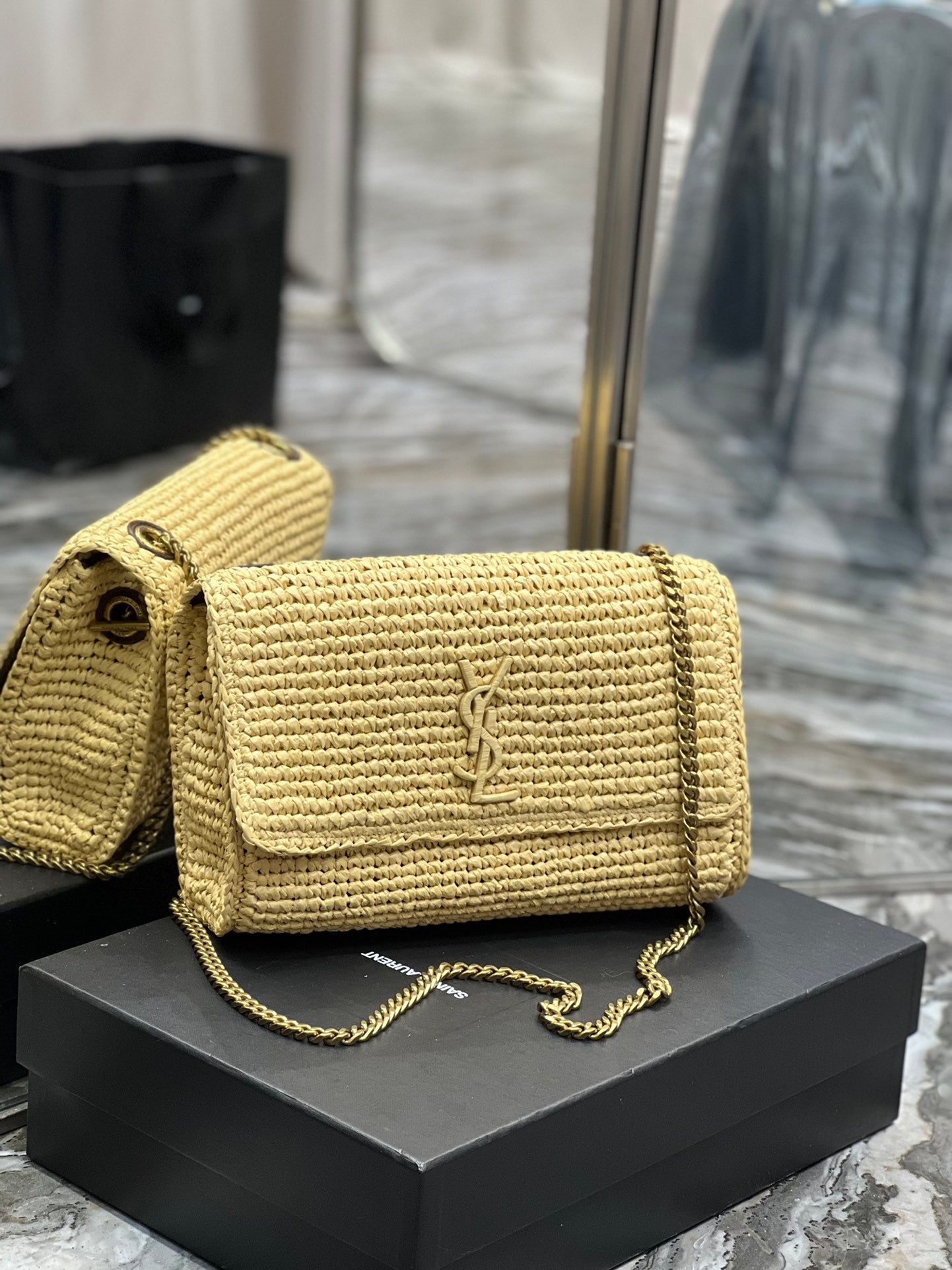 YSL Saint Laurent Niki Shoulder Bag Leather Chain