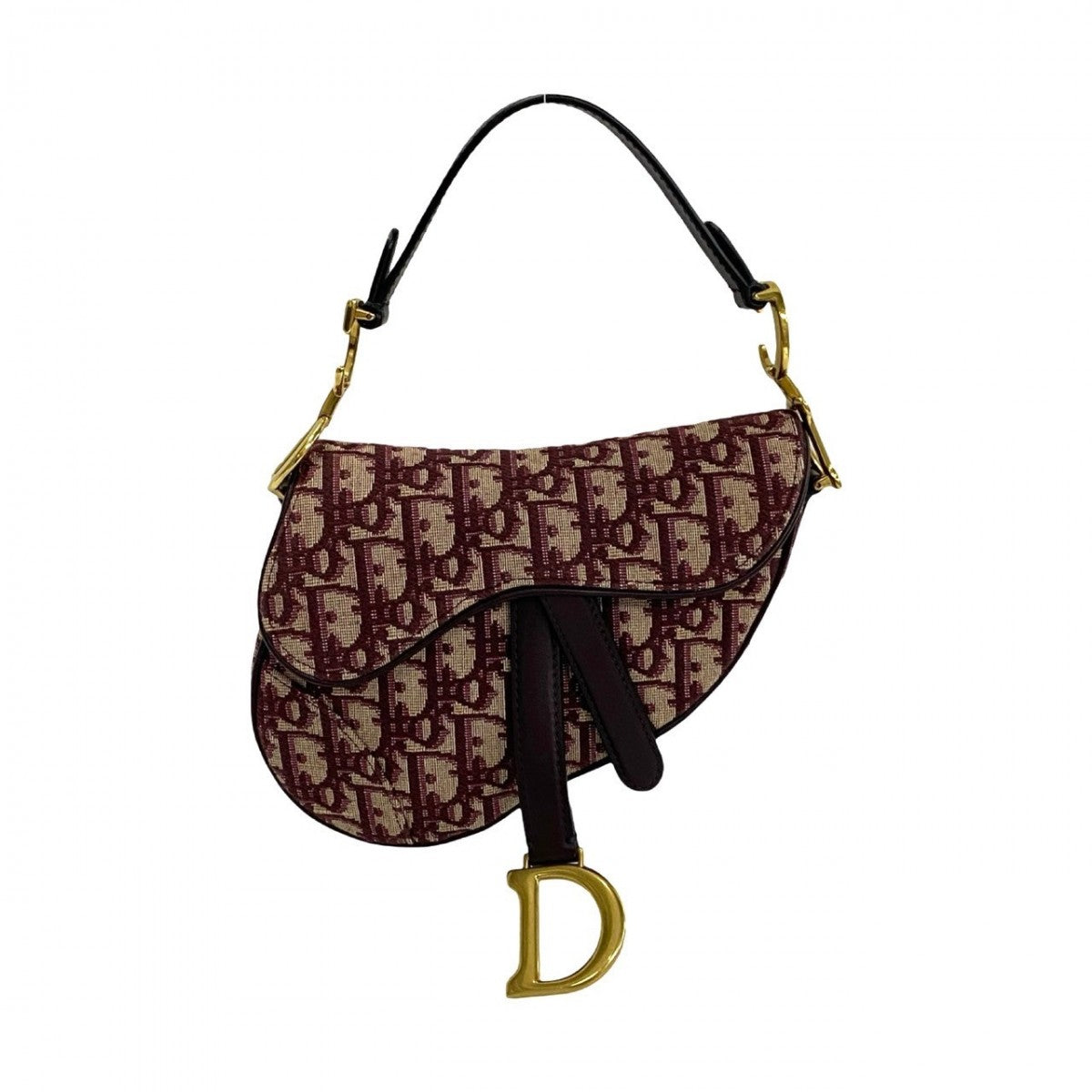 Dior Handbag , Trotter Pattern Saddle Bag Women Leather Canvas Travel Bag