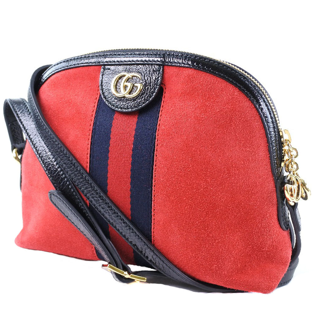 Gucci Ofidia Leather Suede Red Shoulder Bag