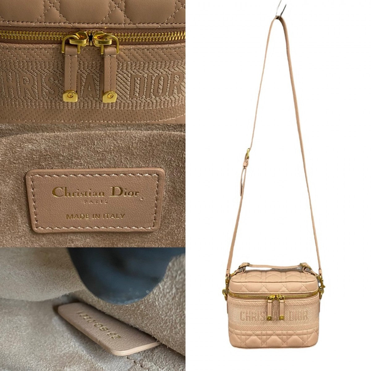 Dior Shoulder Bag Travel Vanity Leather Beige
