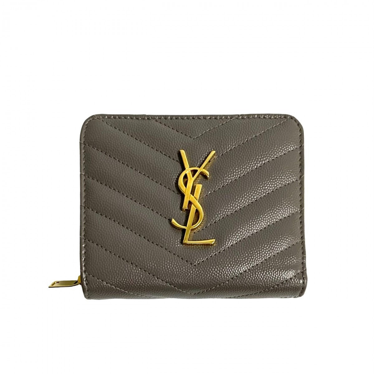 YSL Saint Laurent YSL Saint Paris Bifold Wallet Gray Metal Leather Logo Travel Bag