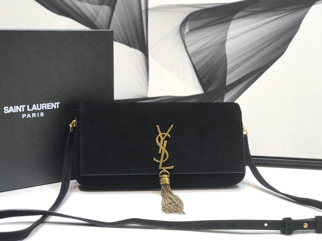 YSL Saint Laurent Kate Tassel 10in 26cm Black Small Shoulder Bag
