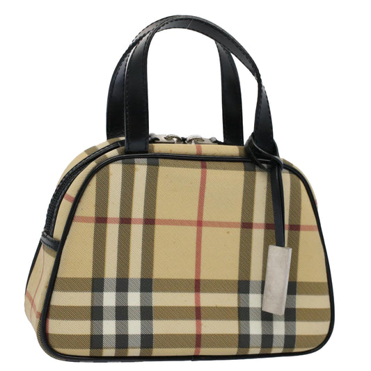 Burberry Luxury Nova Check Hand Bag Pvc Auth Leather Beige Travel Bag Beige Auth 58512