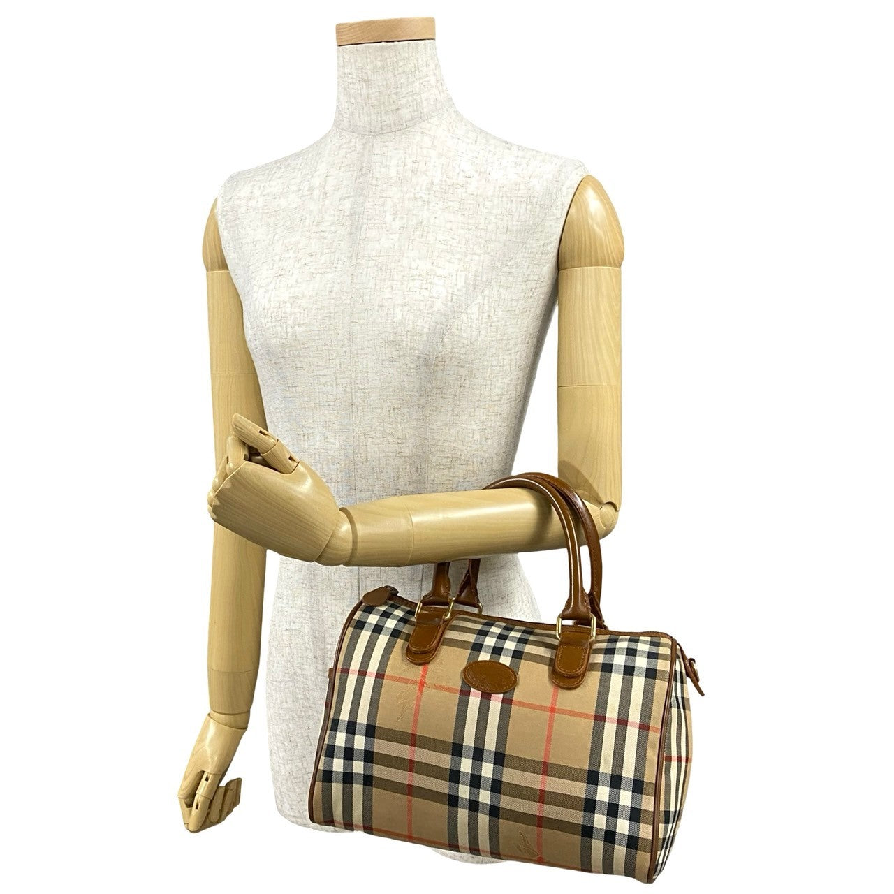Burberry Nova Check Women Unisex Handbag Leather Canvas Brown Travel Bag