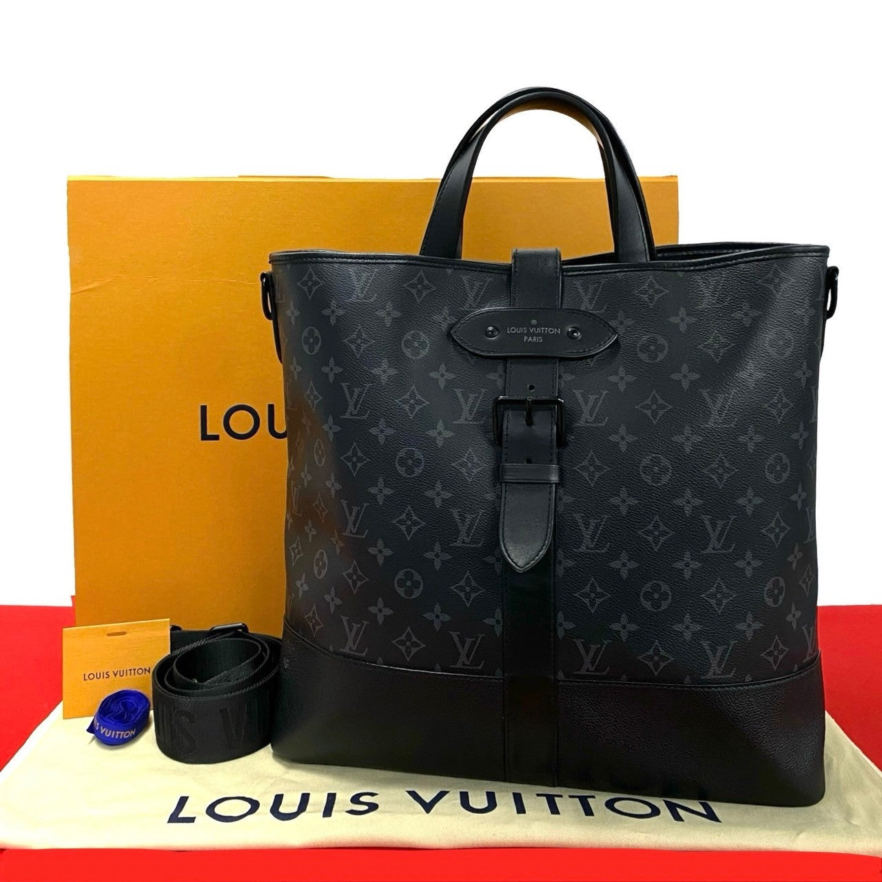 Louis Vuitton M45914 Eclipse Saumur Monogram Leather Black Shoulder Bag