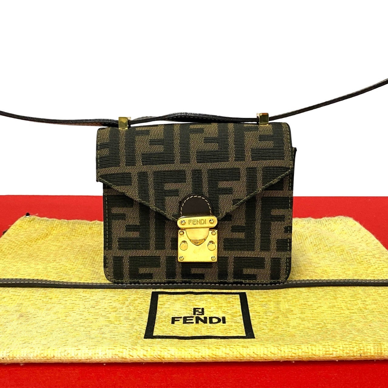 Fendi Shoulder Bag Canvas Black