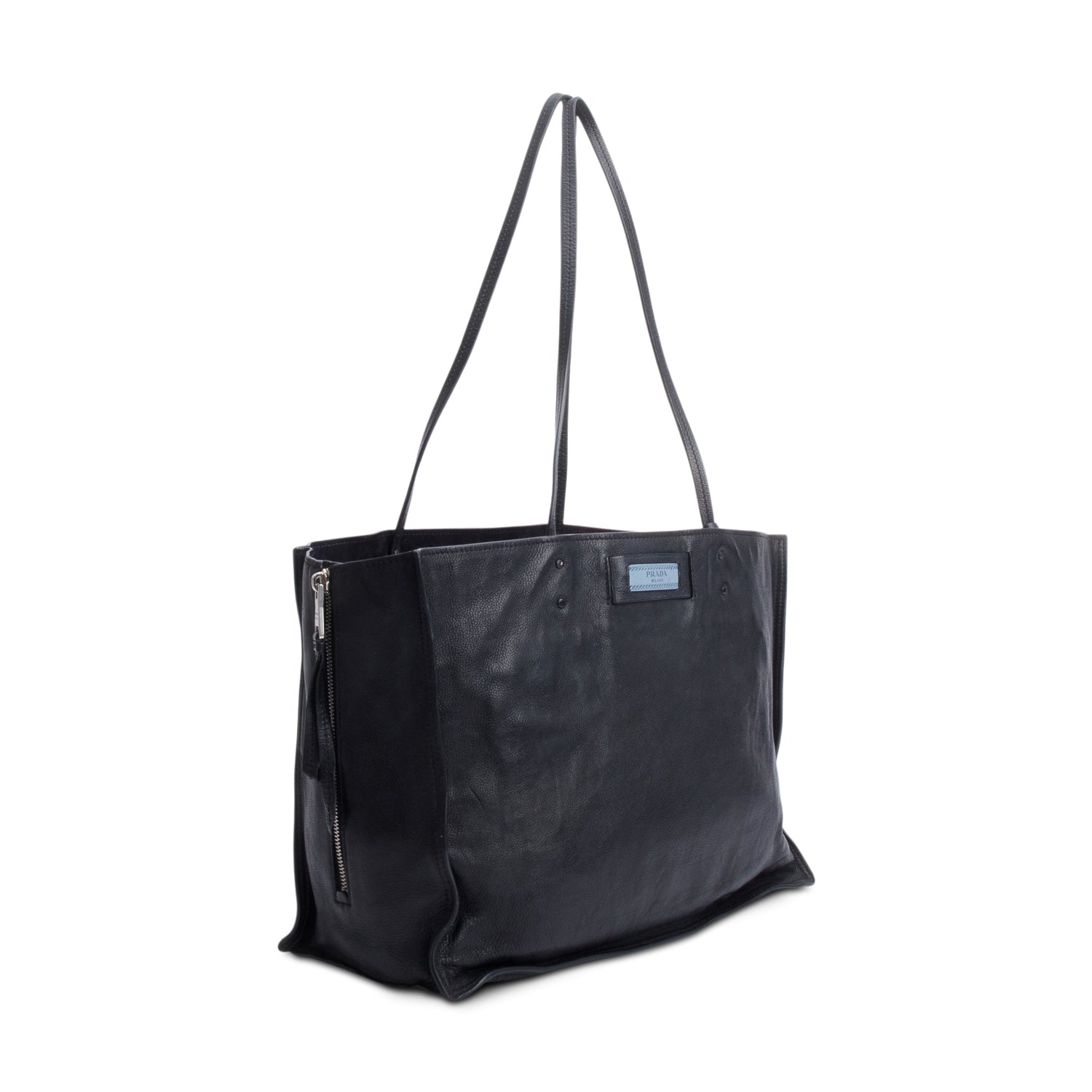 Prada Glace Calf Etiquette Tote Bag Black