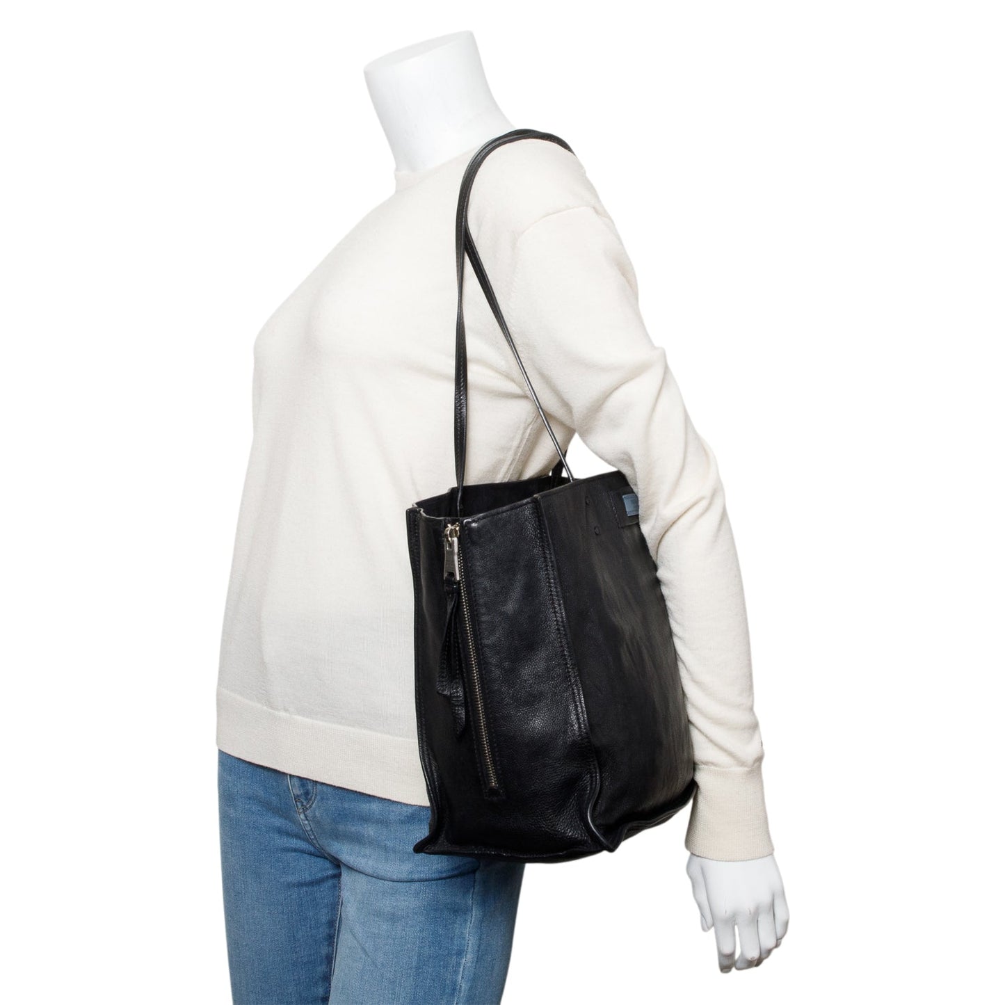 Prada Glace Calf Etiquette Tote Bag Black