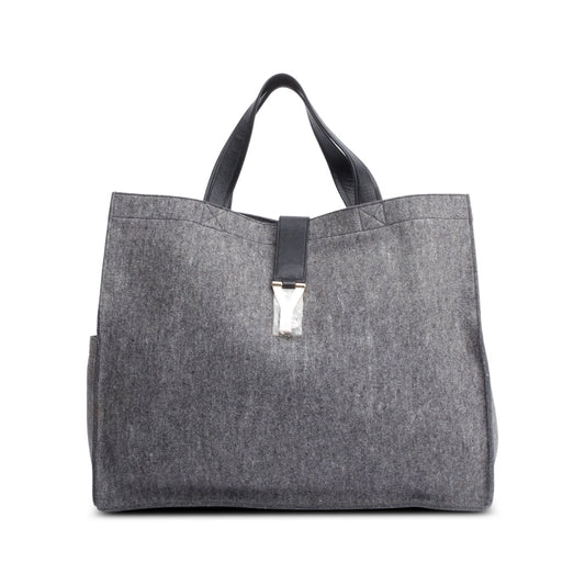 YSL Saint Laurent Grey Wool Tote Tote Bag