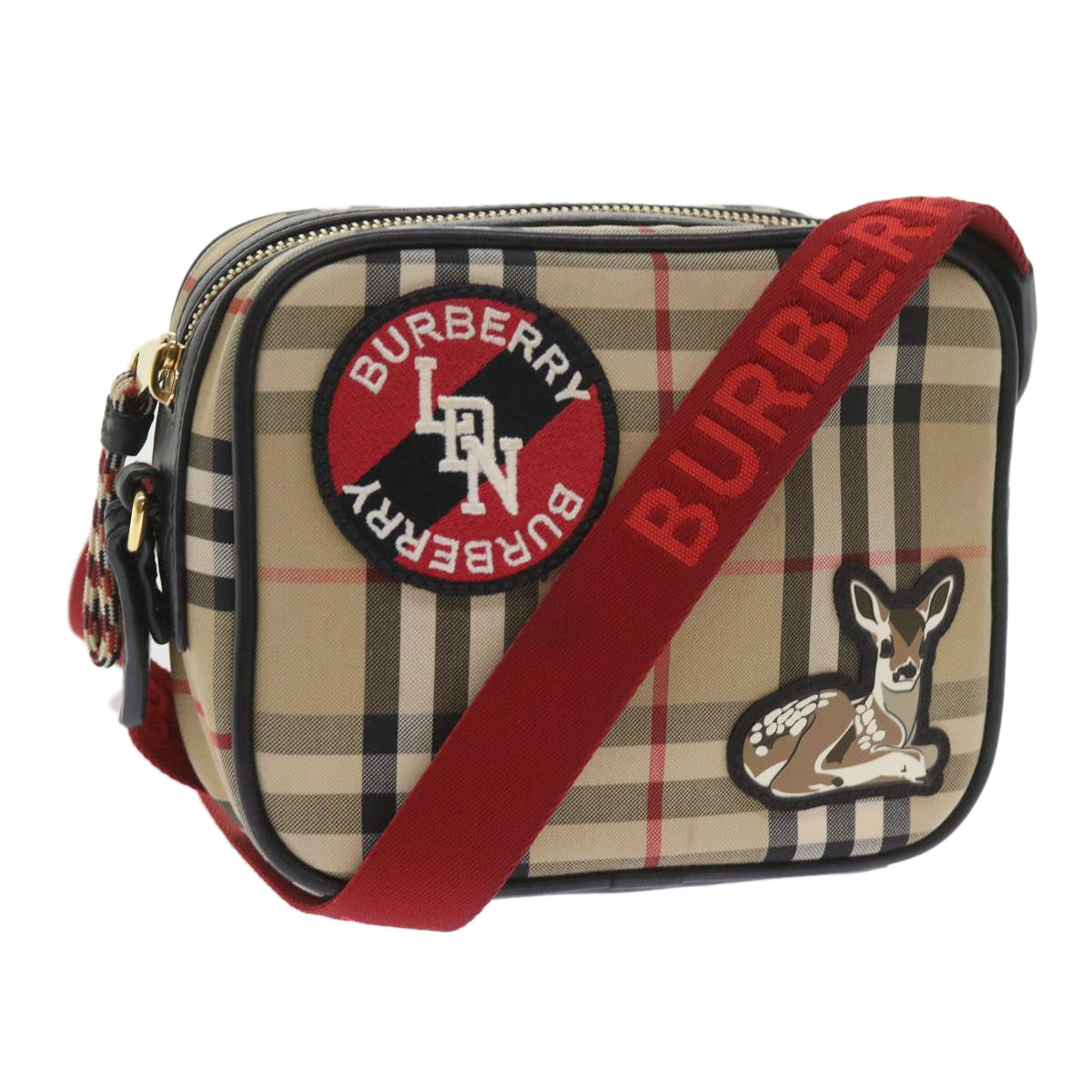 Burberry Luxury Nova Check Shoulder Bag Auth 58996A Canvas Nylon Beige