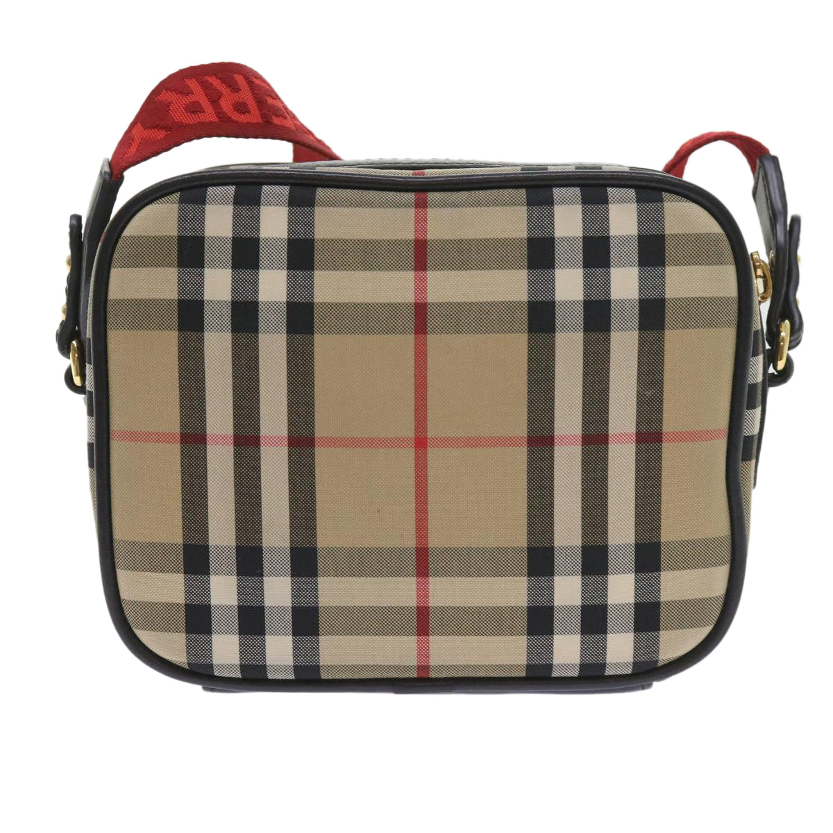 Burberry Luxury Nova Check Shoulder Bag Auth 58996A Canvas Nylon Beige