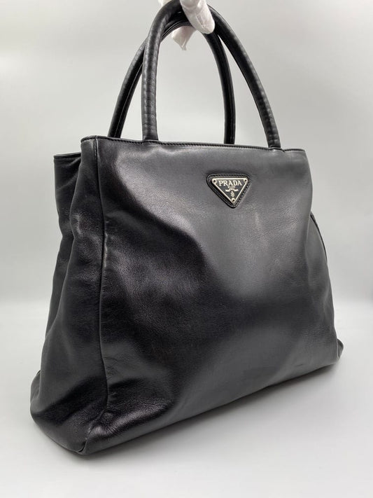 Prada Tote Leather Black Tote Bag