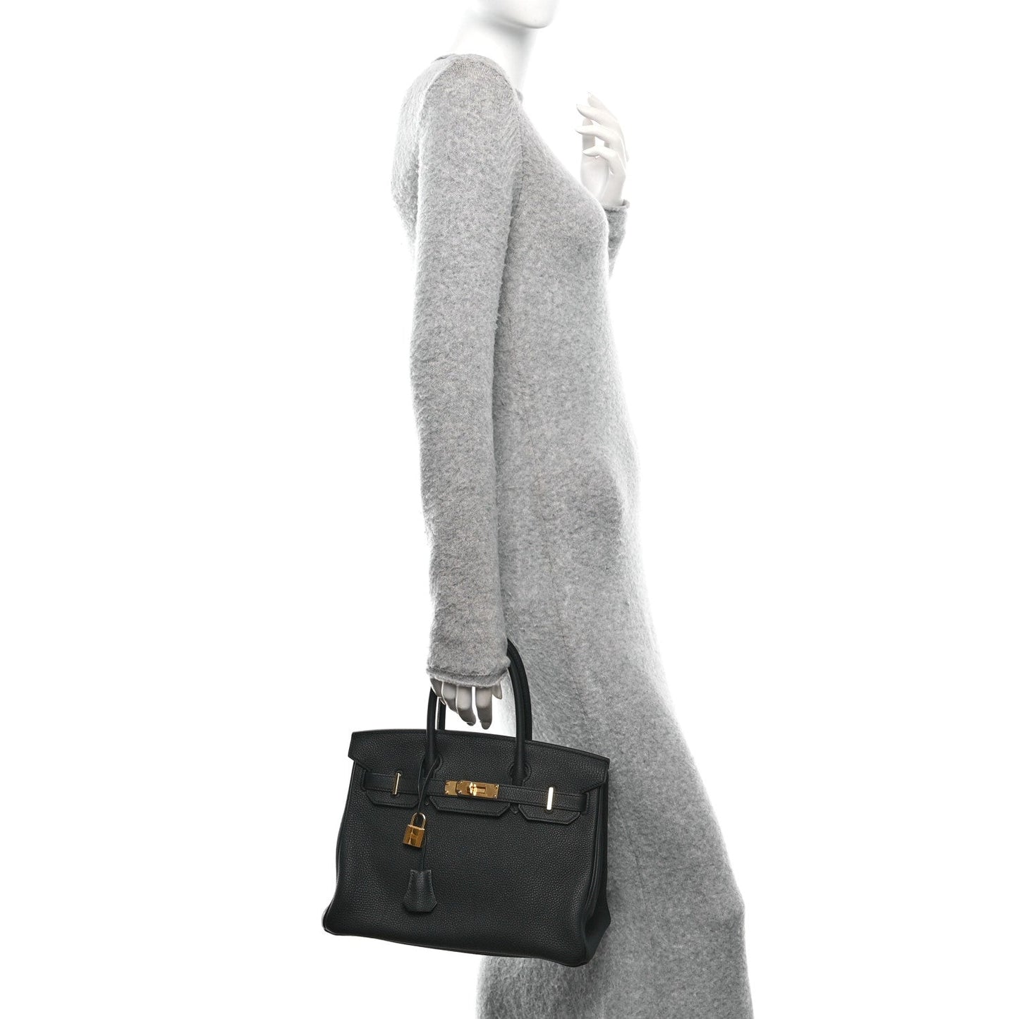 Hermes Togo Birkin Handbag Black Travel Bag 30 Black 1758083