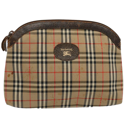 Burberry Luxury ss Nova Check Clutch Bag Auth Canvas Nylon Beige Beige Auth 59086