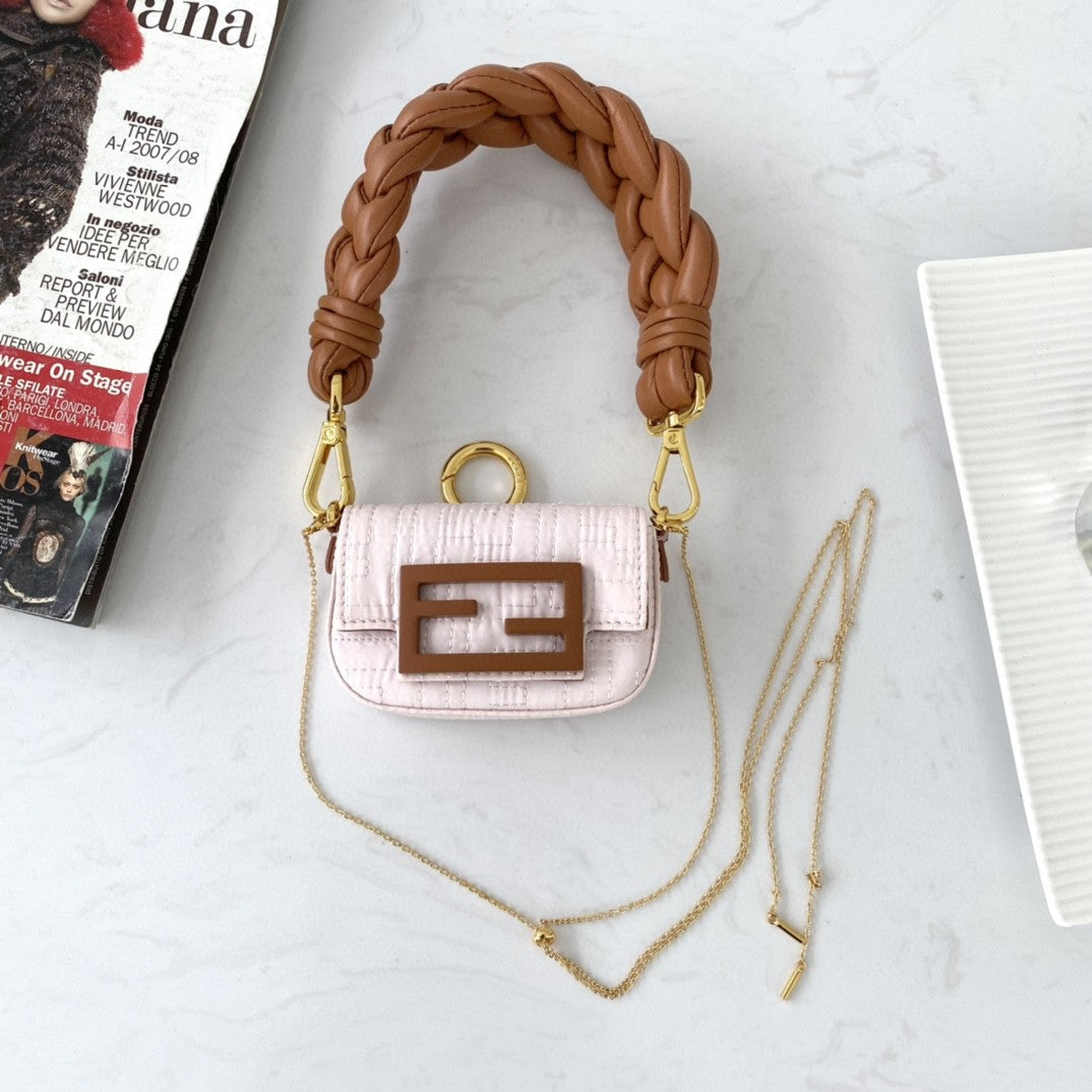 Nano Baguette Maxi Handle Brown Pink Travel Bag