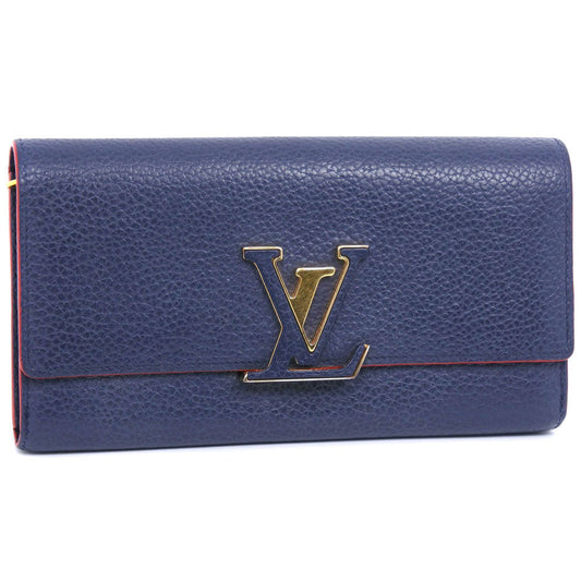 Louis Vuitton Long Purse M63739 Taurillon Clemence Leather Navy Wallet Case