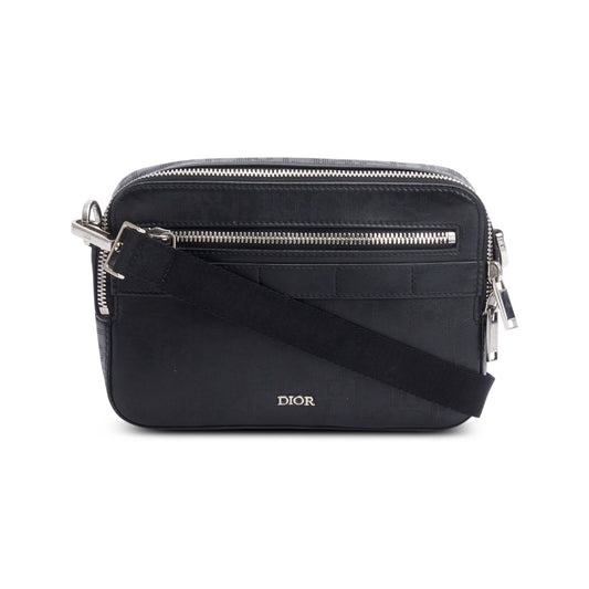 Dior Christian Oblique Galaxy Safari Messenger Bag Leather Black Travel Bag