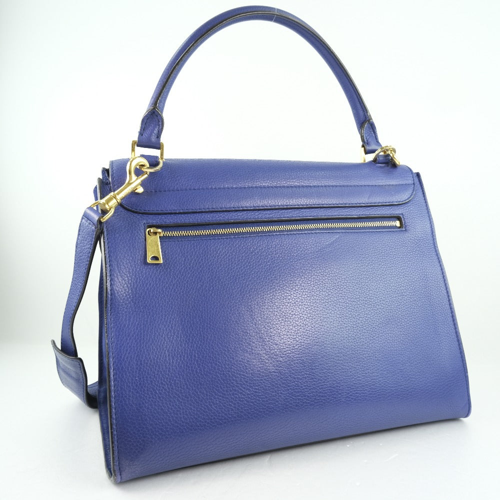 Calfskin Wayshoulder Trapeze Women Blue Shoulder Bag