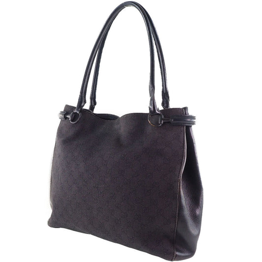 Gucci GG Leather Canvas Black Tote Bag