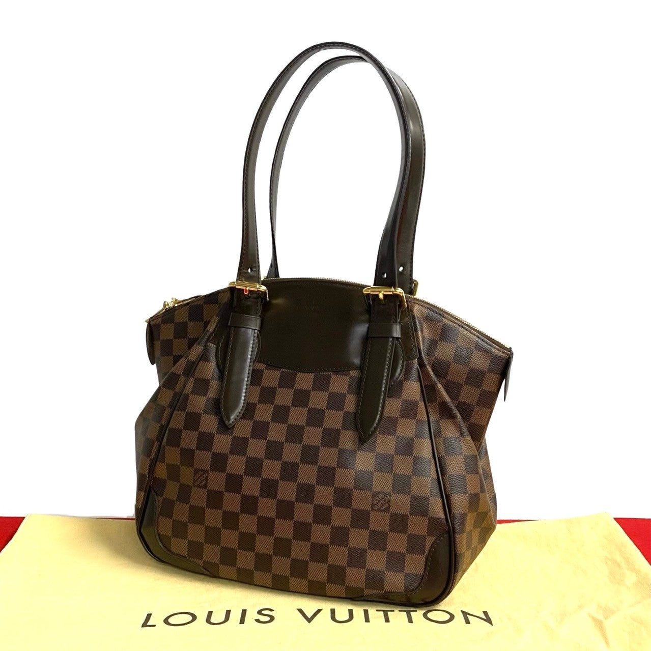 Louis Vuitton N41118 Damier Verona MM Leather Brown Handbag