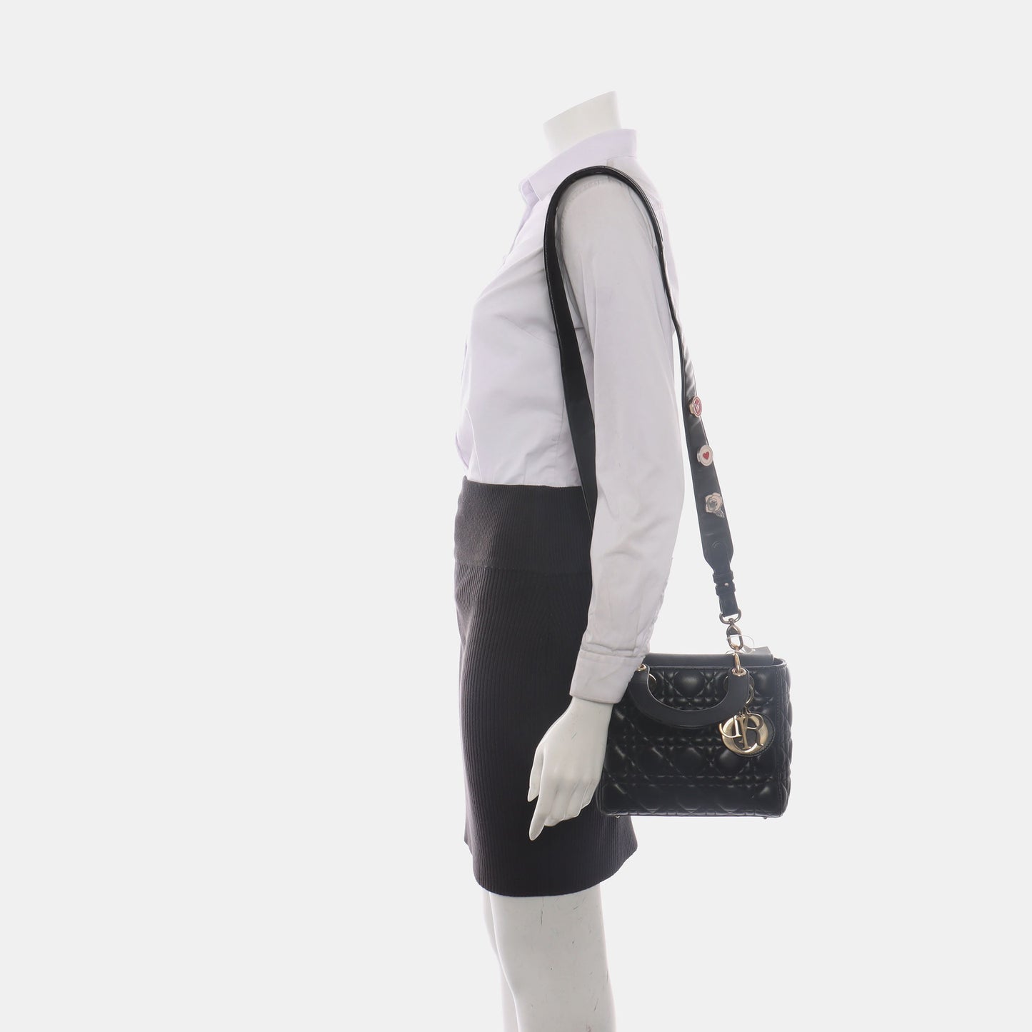 Dior Lady My Abc Lambskin Handbag Leather Black Travel Bag