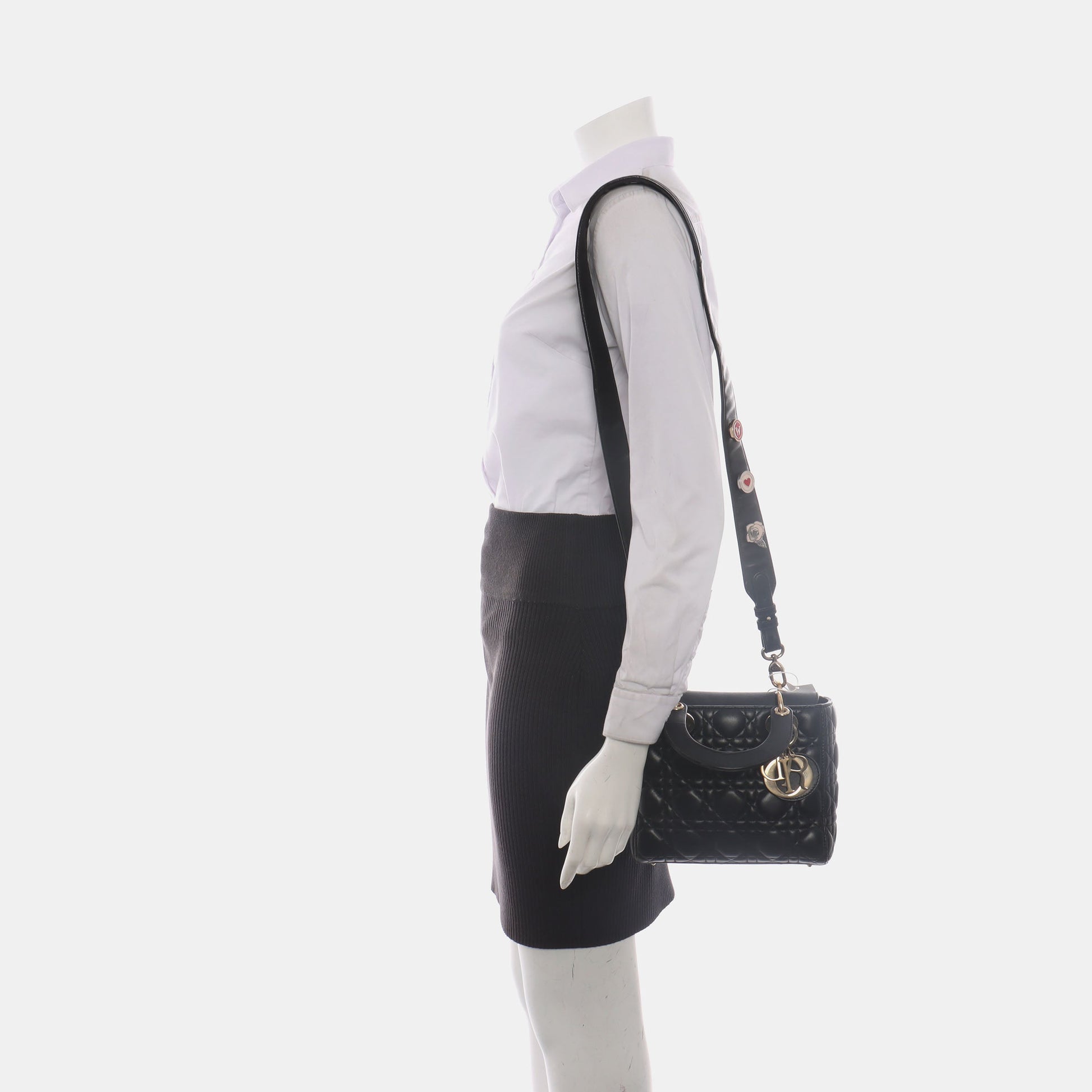 Dior Lady My Abc Lambskin Handbag Leather Black Travel Bag