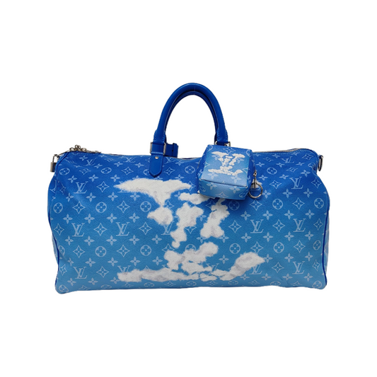 Louis Vuitton Virgil Abloh Keepall Bandouliere 50 Clouds Monogram Blue Travel Bag