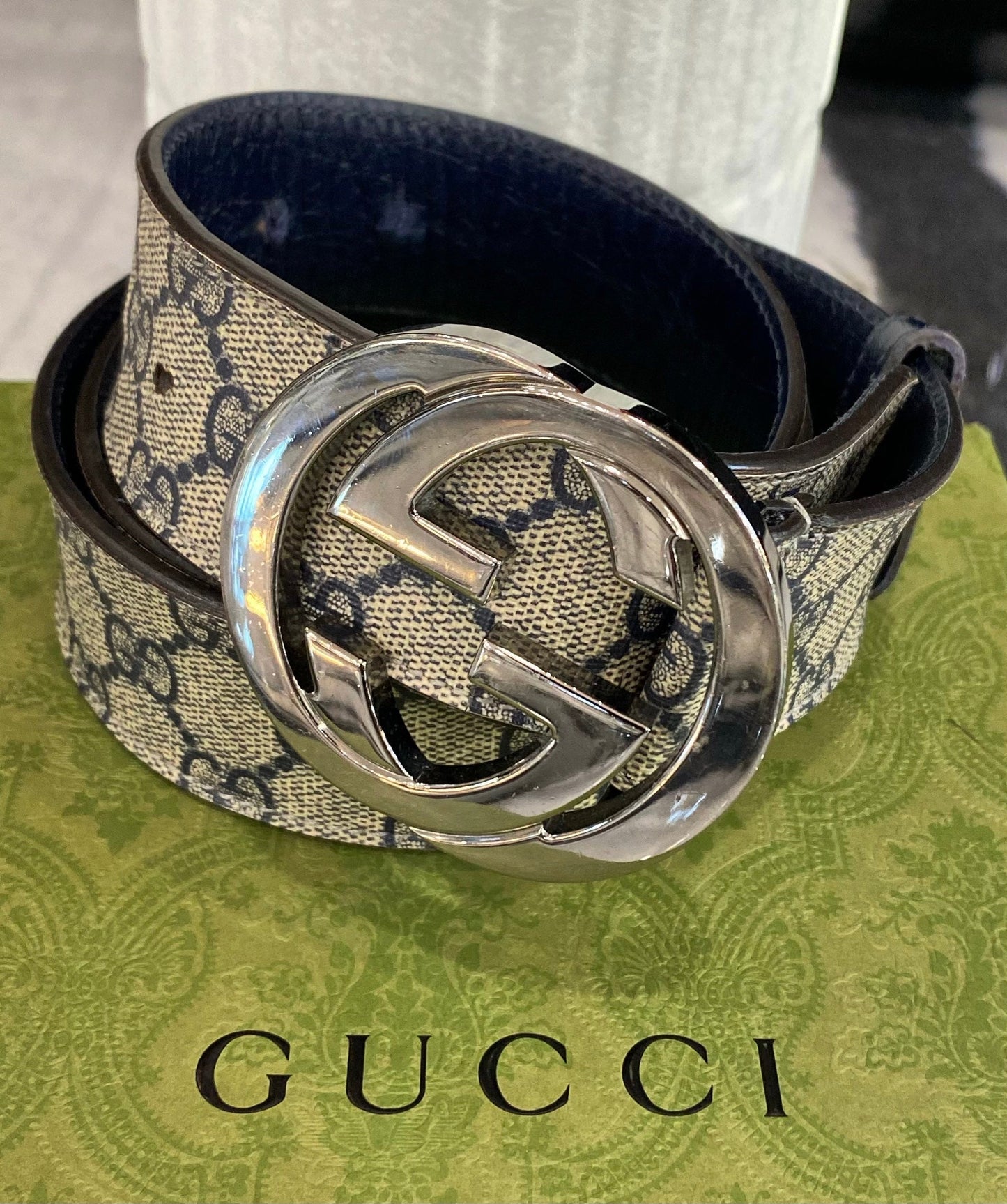 Gucci GG SUPREME Monogram Leather Canvas Belt