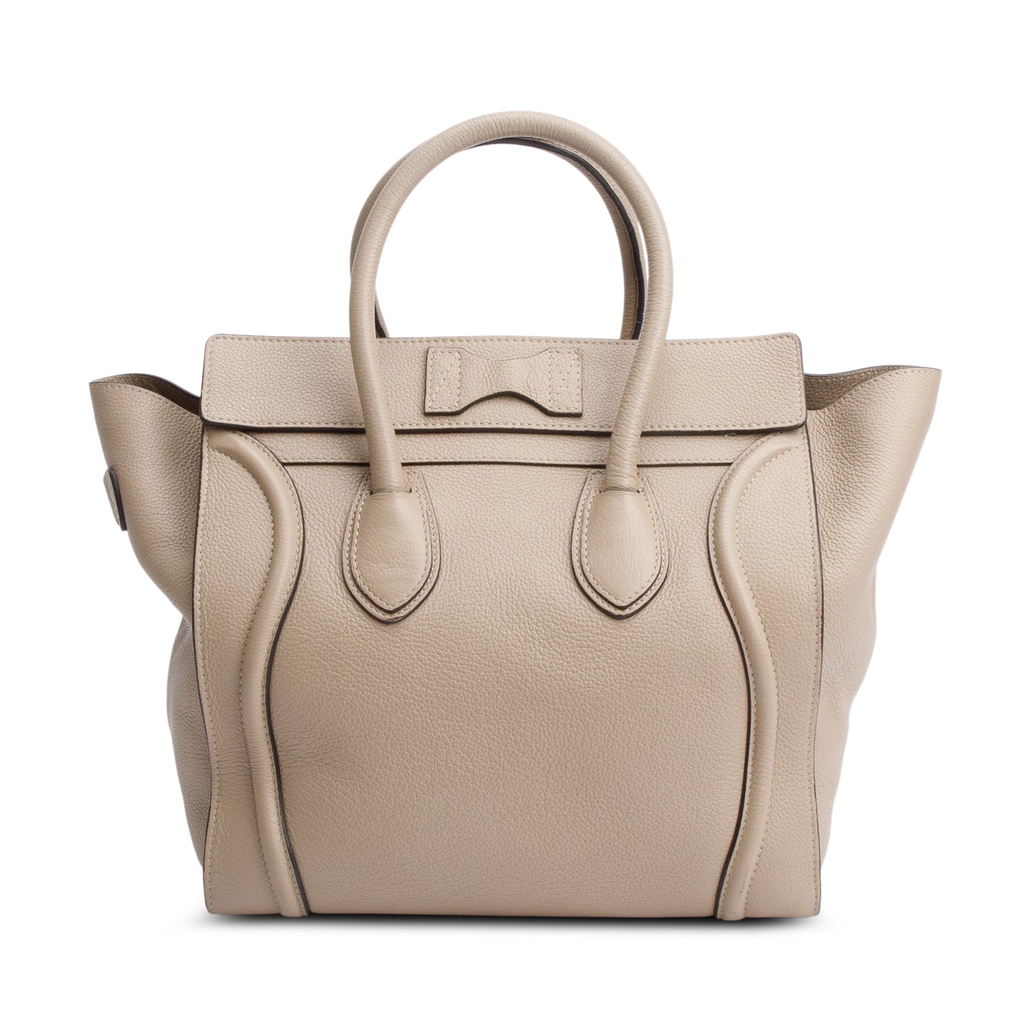 Celine Taupe Drummed Calfskin Luggage Tote Handbag Leather Mini Tote Bag