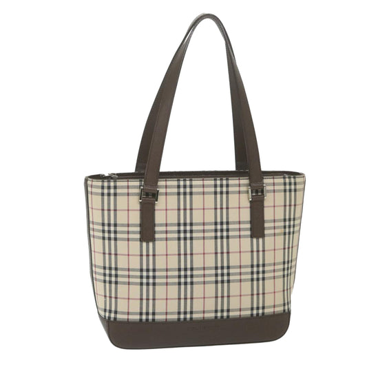 Burberry Luxury Nova Check Tote Bag Auth Nylon Beige Beige Auth 59816