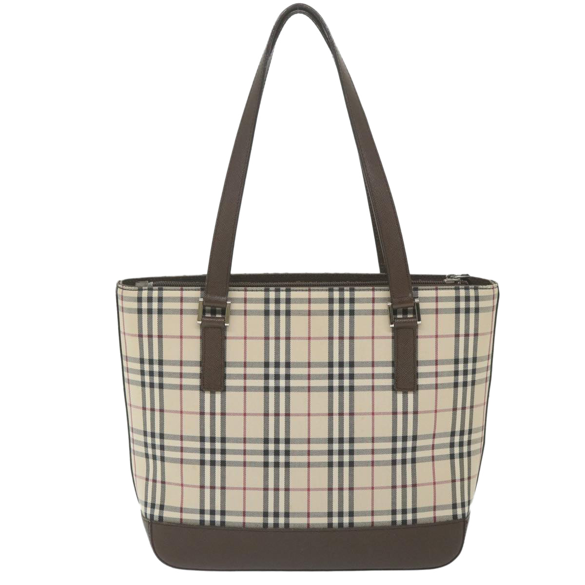 Burberry Luxury Nova Check Tote Bag Auth Nylon Beige Beige Auth 59816