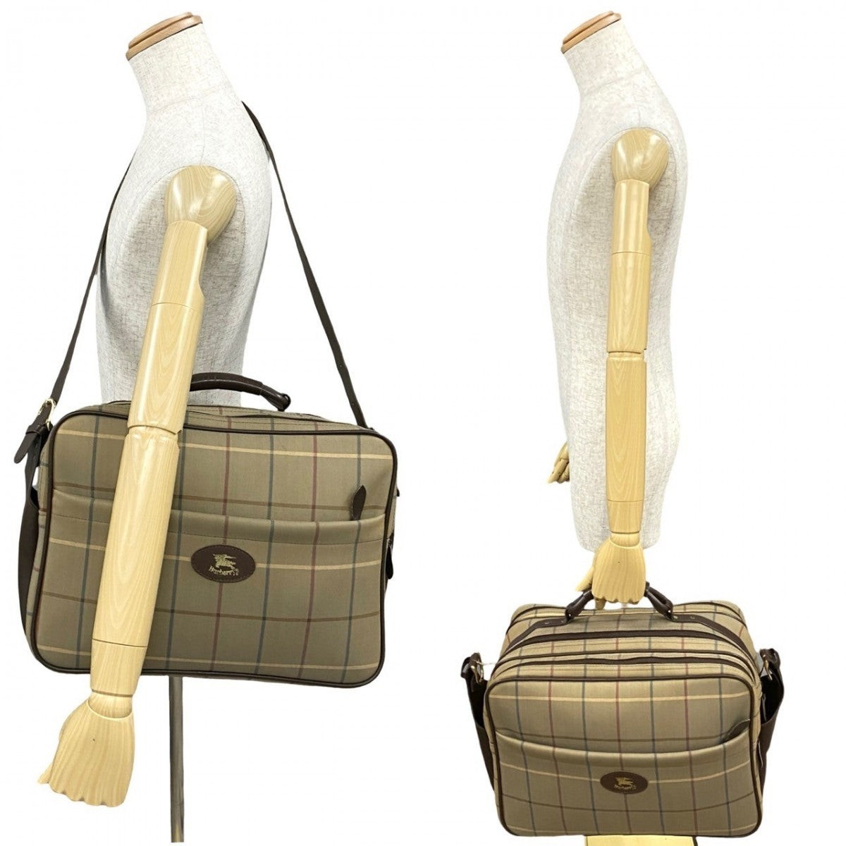 Burberry Shoulder Bag Shadow Horse Mens Leather Canvas Brown