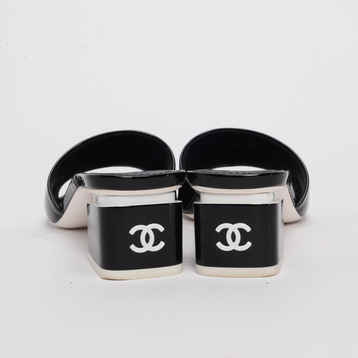 Chanel Black Patent CC Mules 37 Shoes