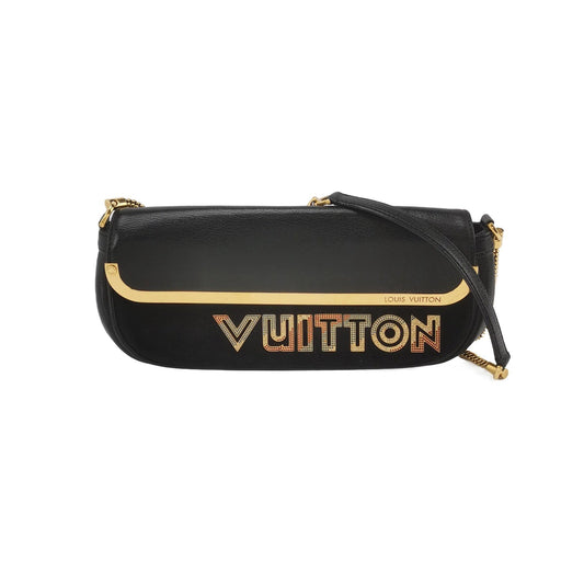 Louis Vuitton Avant-Garde Pochette Suede Crystal Logo Leather Clutch Bag Crystal Logo
