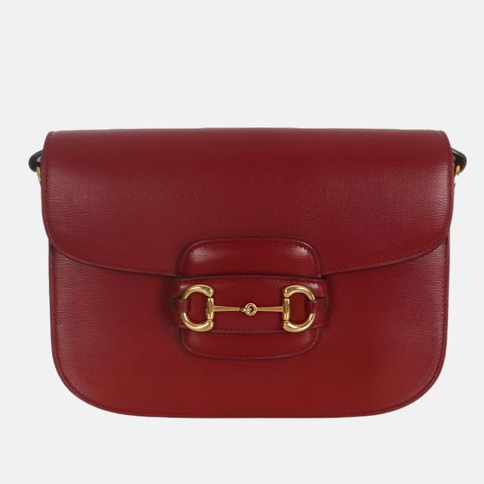 Gucci Horsebit Leather Red Small Shoulder Bag