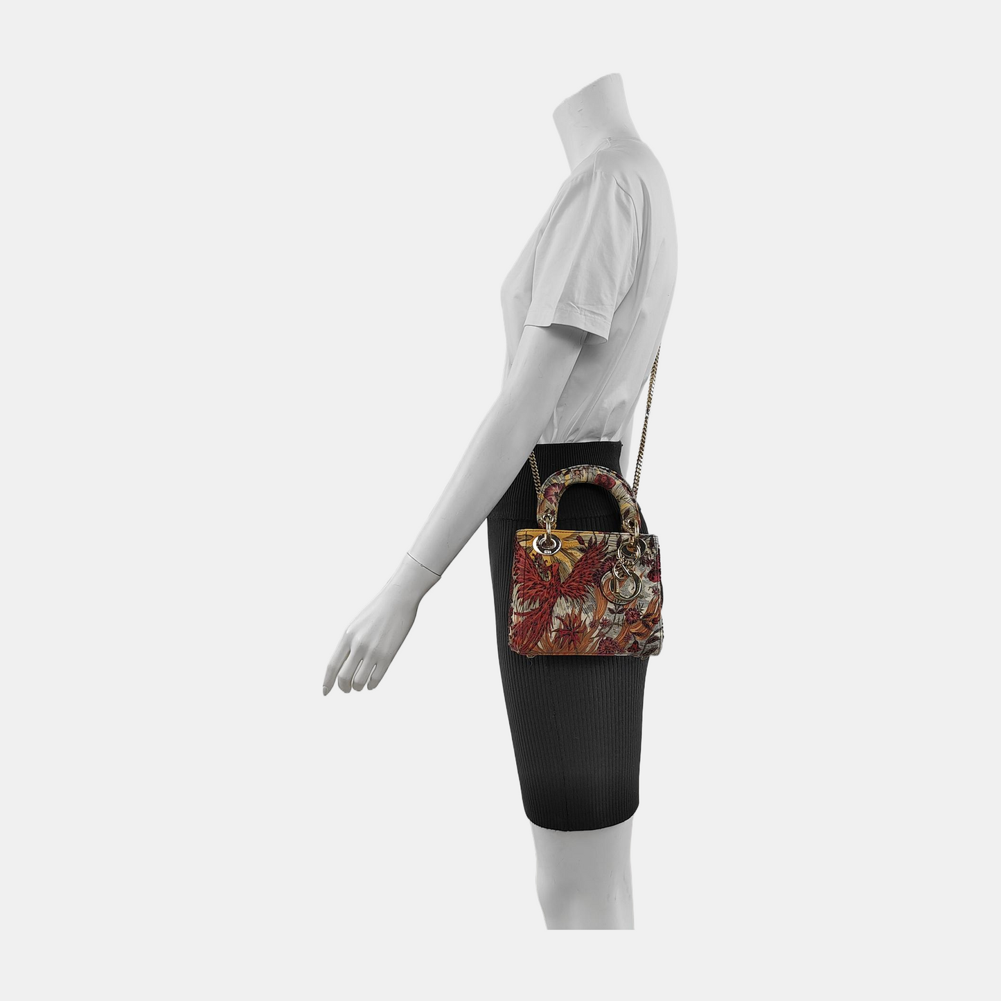 Dior Lady Embroidered Phoenix Cloth Multicolor Handbag Mini Travel Bag