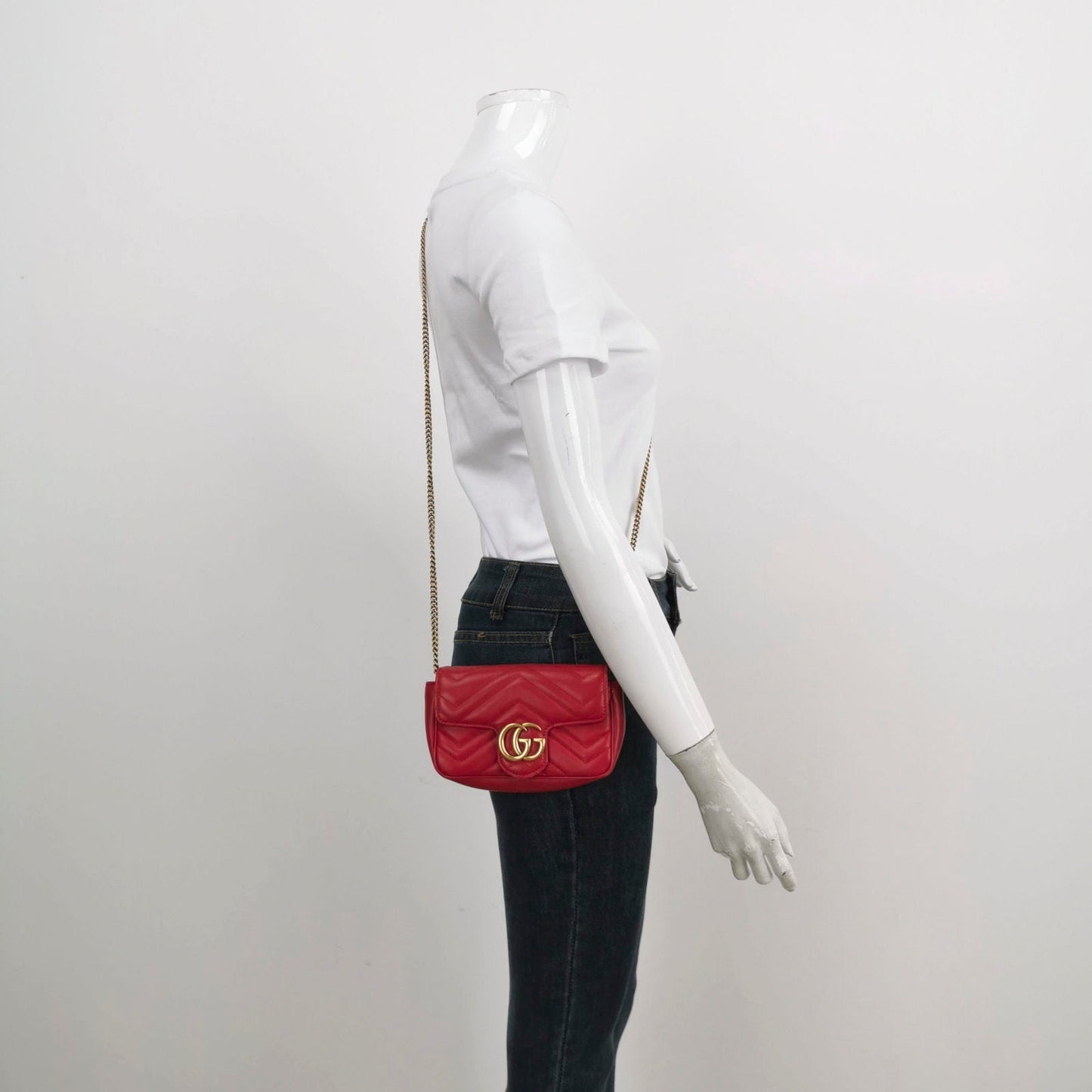Gucci Marmont Super Leather Red Mini Flap Travel Bag