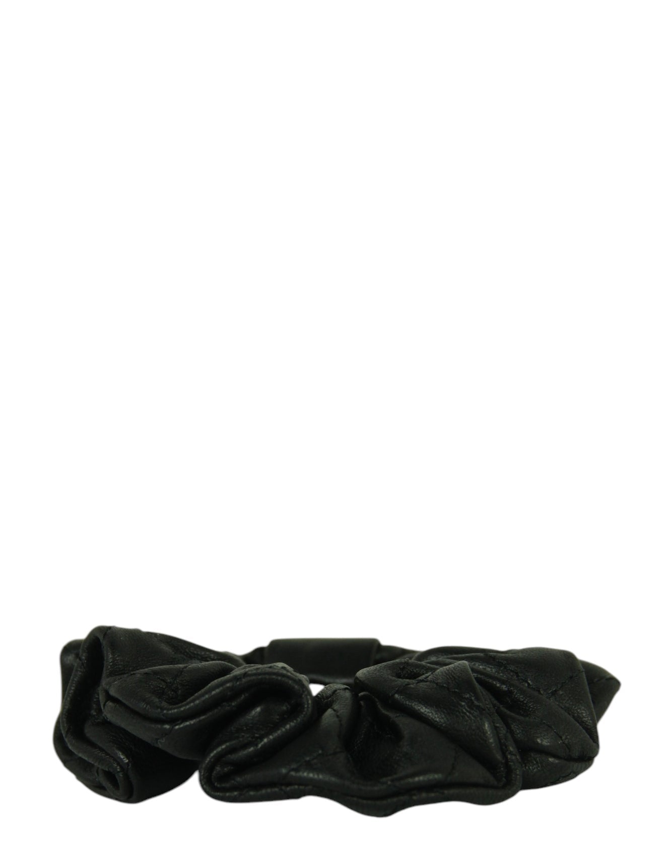 Chanel '21 Black Lambskin Quilted CC Hair Scrunchie Accessory