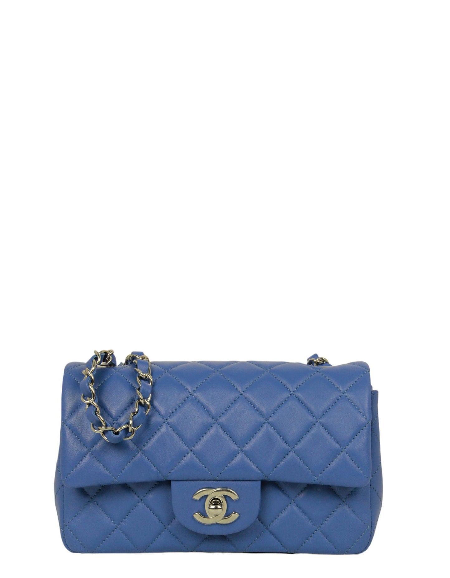 Chanel 2024 Blue Lambskin Rectangular Mini Flap Bag