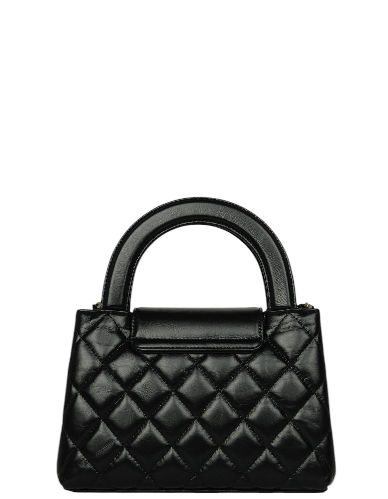 Chanel 2025 Black Calfskin Quilted Nano Kelly Shopper Bag