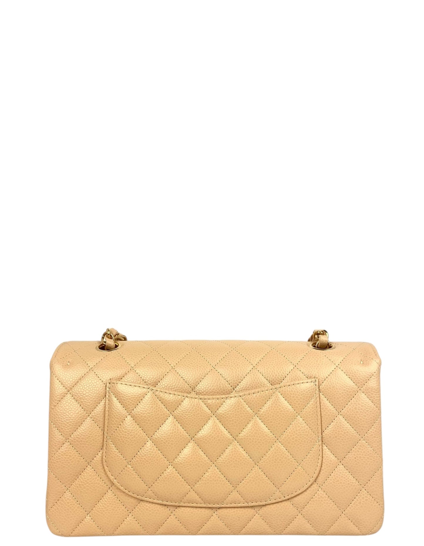 Chanel Beige Caviar Medium Double Flap GHW Bag