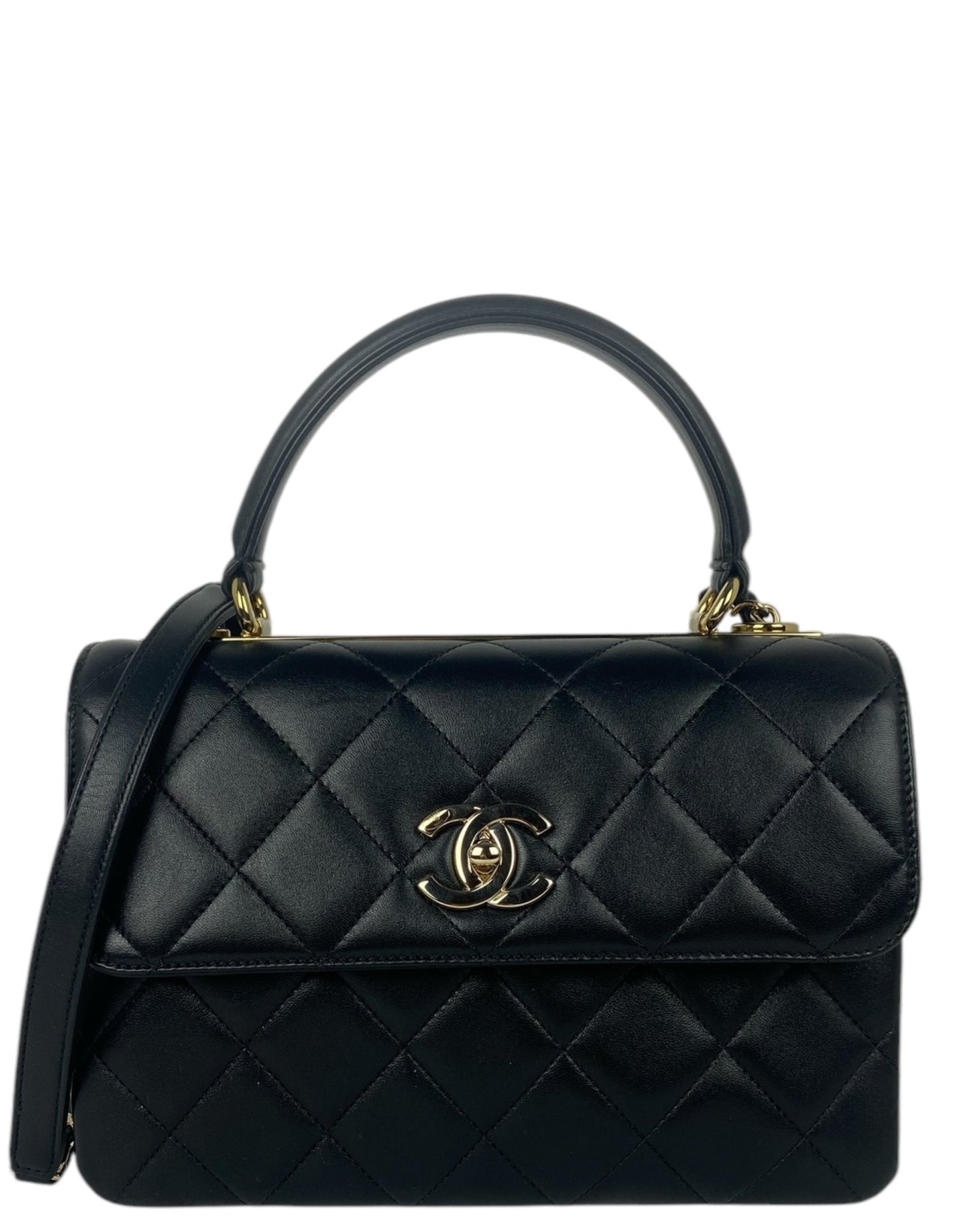 Chanel 2025 Black Lambskin Quilted Trendy CC Bag