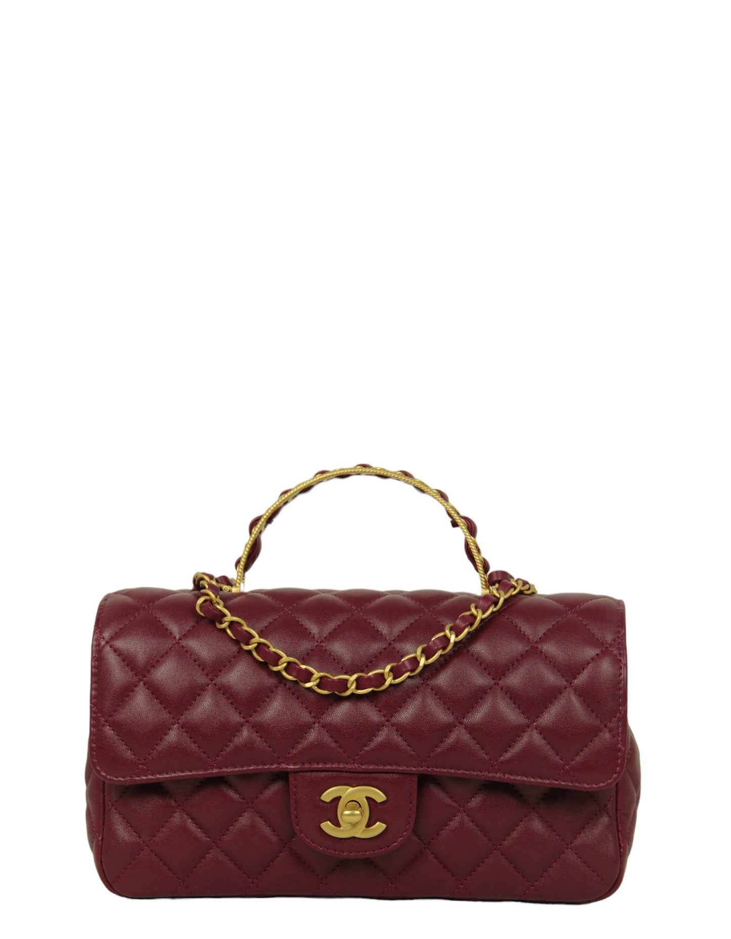 Chanel Burgundy Lambskin Leather Flapbag w/ Handle Bag