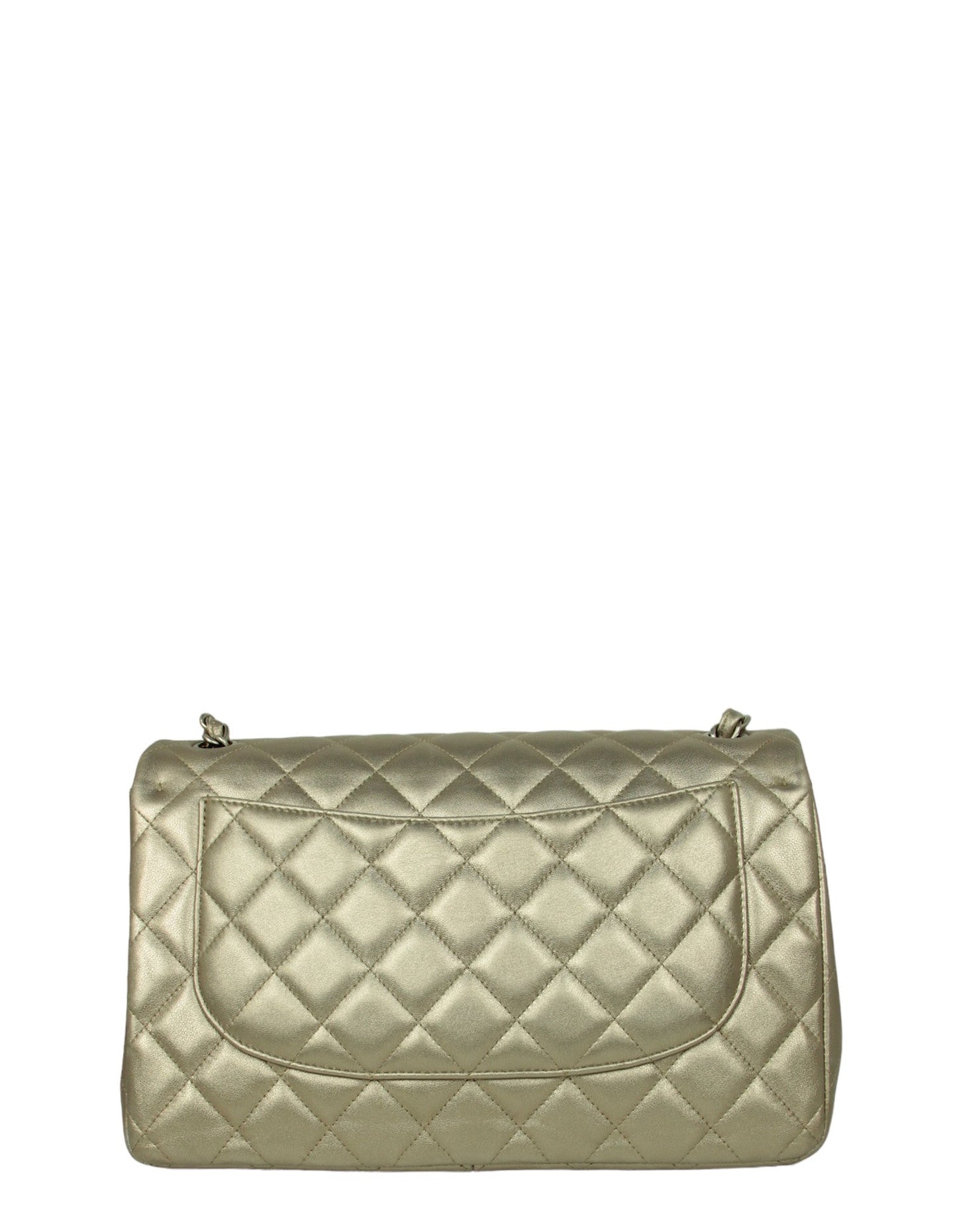 Gold Lambskin Double Flap Jumbo Bag Signature