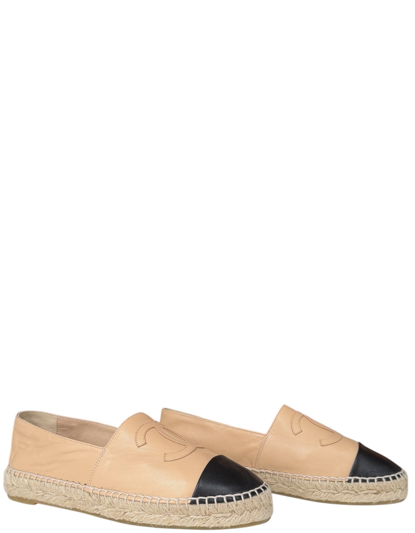 Chanel NEW Beige/Black CC Espadrilles sz 39 Accessory