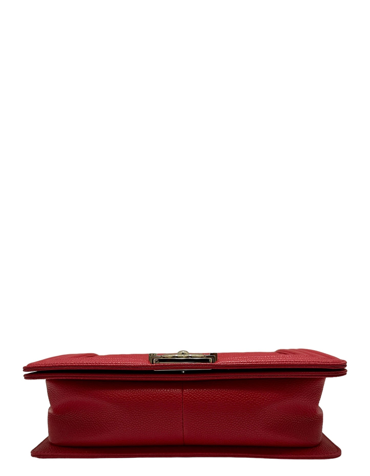 Red Caviar Leather Quilted Medium Boy Bag Signature