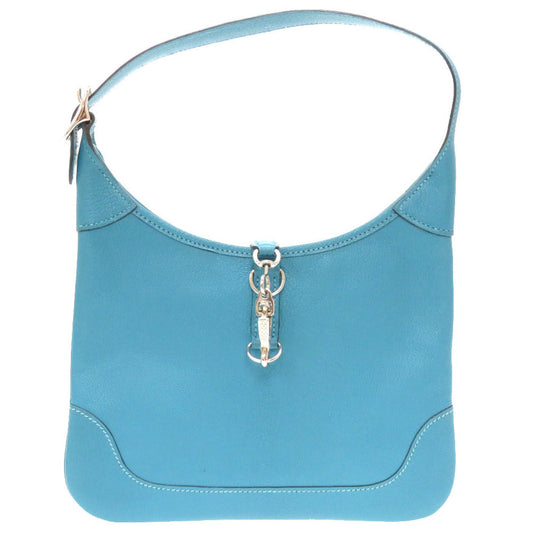 Hermes Shoulder Bag Shave Turquoise Trim Women