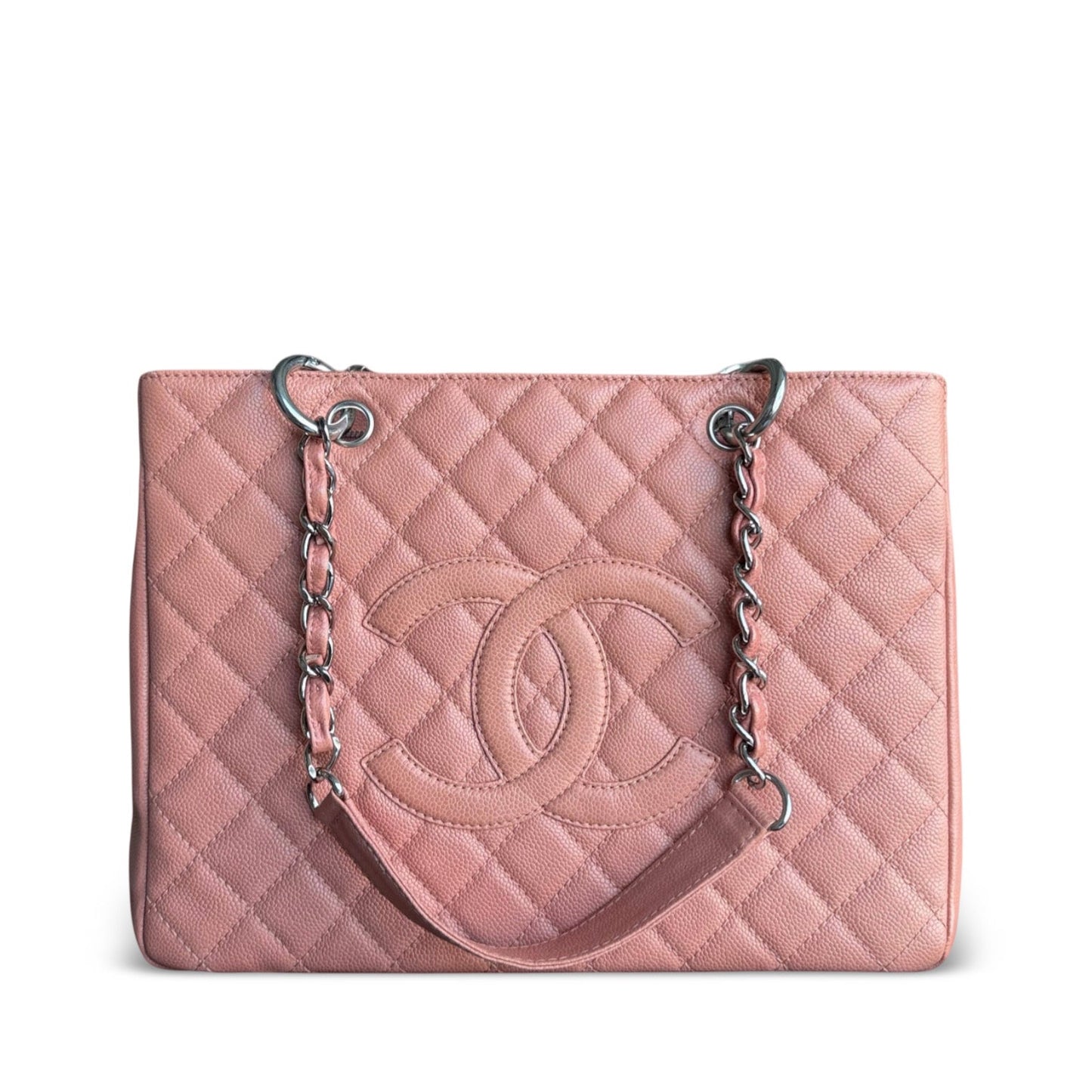 Chanel GST Grand Shopping Tote - Caviar Grained Quilted Silver Tote Bag 1 Nov