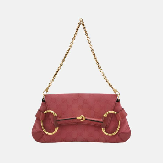 Gucci Horsebit Monogram Canvas Pink Chain Travel Bag