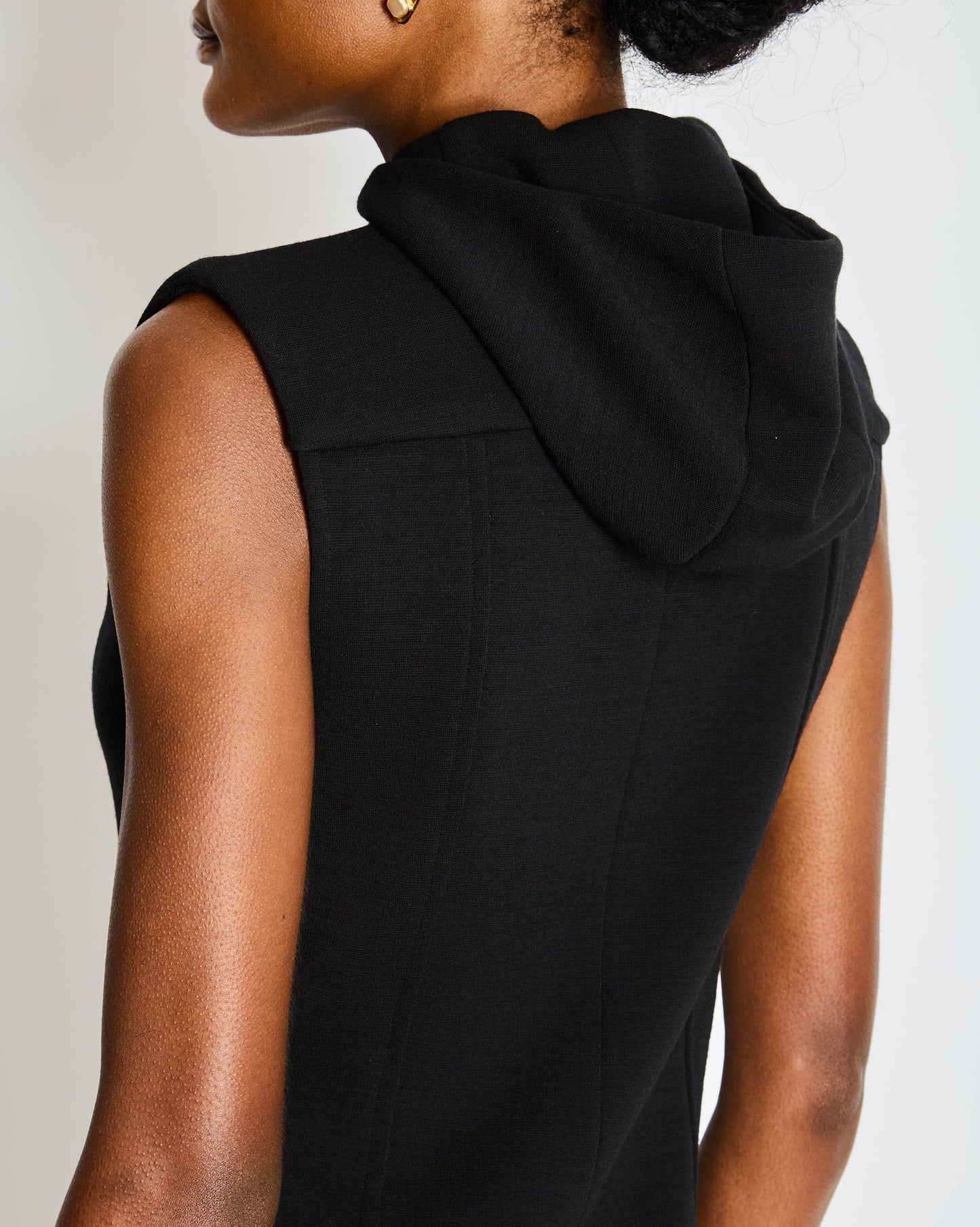 Chanel Black Hooded Sleeveless Playsuit with Floral Buttons Size FR 38 (UK 10) Accessory